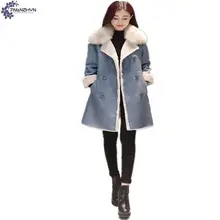 Tnlnzhyn 2017 новый зима женщины clothing пальто лацканы свободные сгущает согреться большой ярдов длинный двубортный женская верхняя одежда ct01
