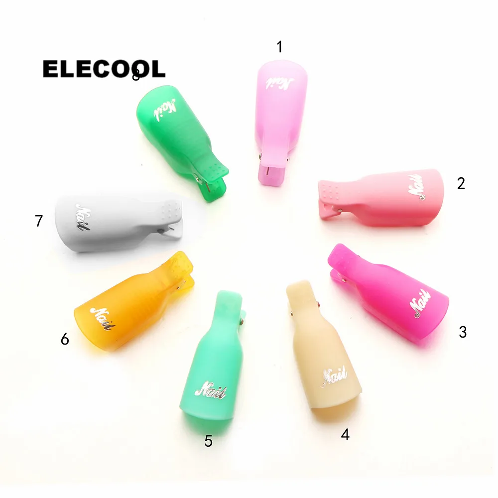

ELECOOL 10pcs Women Plastic Nail Art Soak Off Cap Clip Reusable UV Gel Polish Remover Wrap Makeup Cosmetic Tools