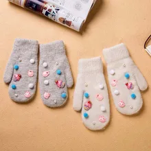 GLV918 BWomen thick cartoon rabbit fur winter outdoor font b gloves b font