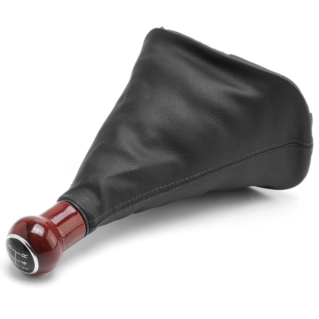 Newest 5 Speed Wood Gear Shift Knob Stick Gaiter Boot For V-W Golf Passat B5 Je-tta 99-04