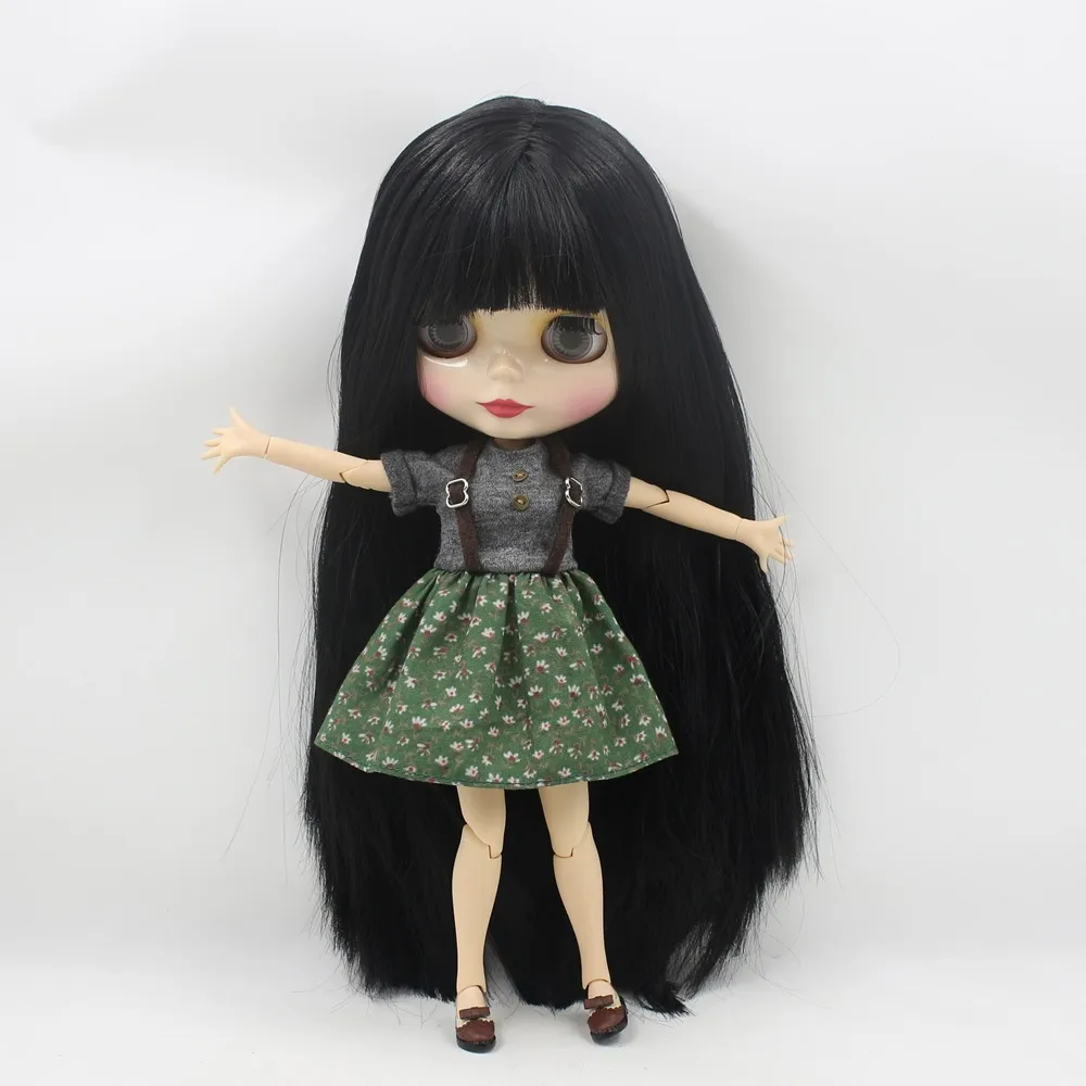 Neo Blythe Doll with Black Hair, White Skin, Shiny Cute Face & Custom Jointed Body 1
