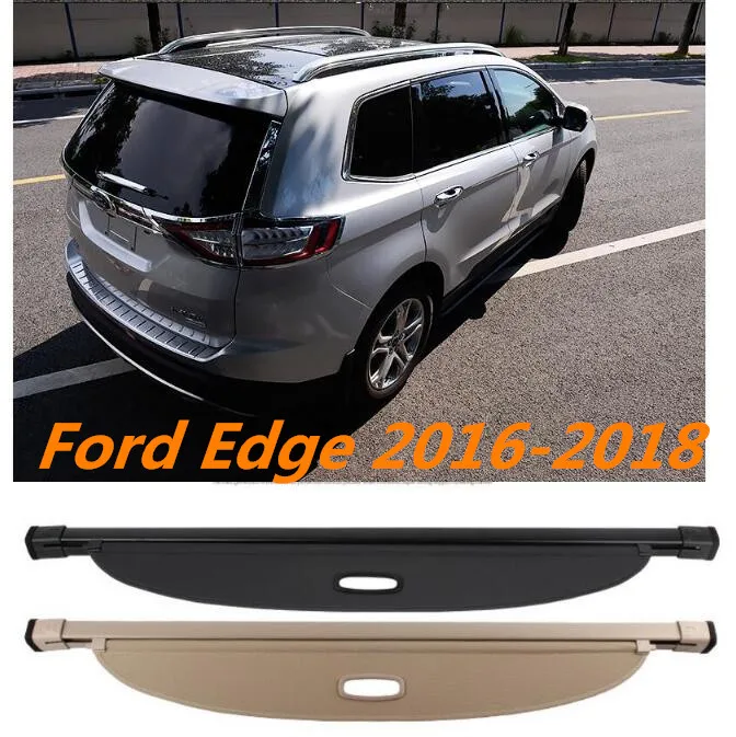 

JIOYNG Car Rear Trunk Security Shield Shade Cargo Cover For 16 17 18 Ford Edge 2016 2017 2018 (Black beige) BY EMS