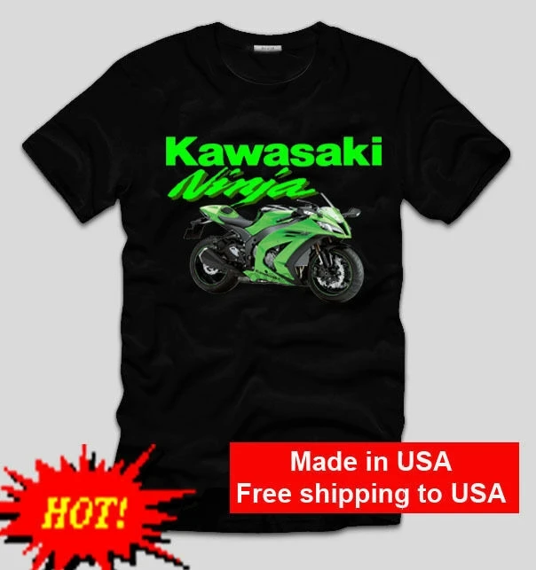 

seltene Gegenstnde e Ninja Kawasaki bright green printing on black t-shirt tee