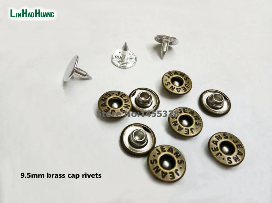 Wholesale 9.5mm 200sets brass garment jeans rivets with alum nail