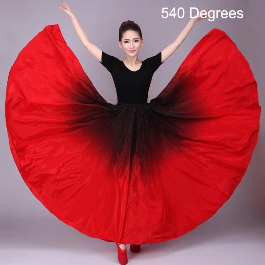 Градиентный цвет фламенко танец живота юбка дамы сценическая одежда красный костюм для китайского традиционного танца Костюм