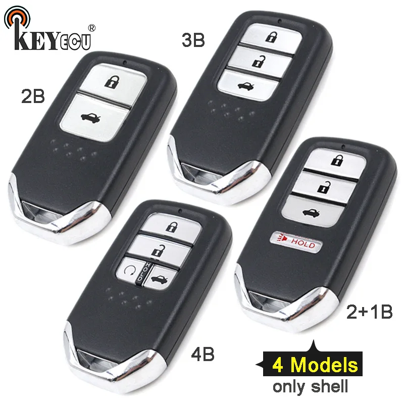 

KEYECU 1x/ 2x for Honda Civic C-RV Accord Replacement 2 /3 / 3+1/ 4 Button Smart Remote Car Key Shell Case Fob with Insert Blade