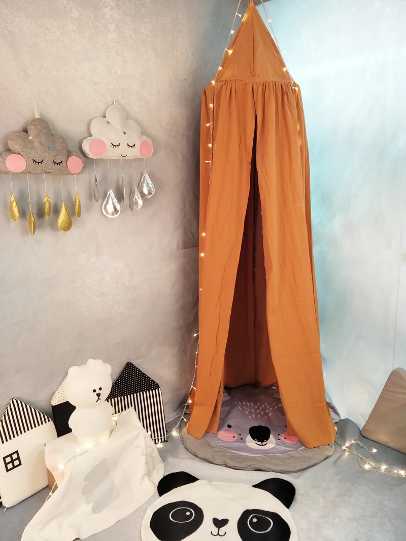 Детская кровать с противомоскитной сеткой, для детского постельного белья, Декор Круглый купол подвесная кровать навес Chlildren украшение детской комнаты сетчатый навес палатка - Цвет: orange