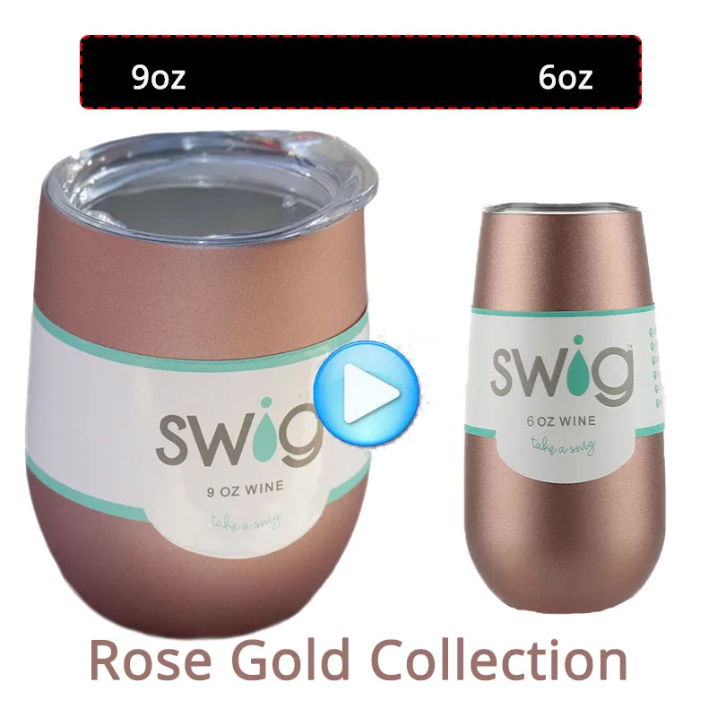 

Swig Wine Cups Termos Tumber Stainless Steel Tumbler Thermos Stemless 9oz with Lids