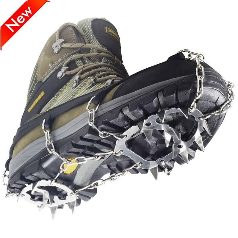 

L/XL Size Crampons 18 Teeth Outdoor Mountaineering Hiking Antislip Ice Snow Shoe Spikes Shoe Crampons Skidproof High Quality