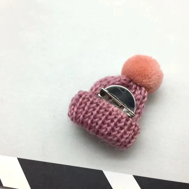 6 шт. многоцветный мини шарик-помпон Вязание брошь «шляпа» булавки DIY шпильки свитера ремесла поставки женская одежда украшения аксессуары