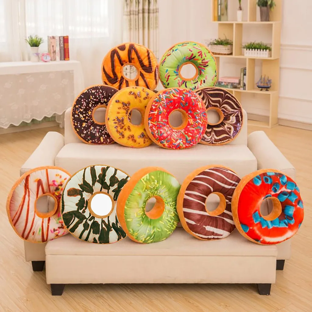 Soft Plush Pillow Stuffed Seat Pad Sweet Donut Foods Case Toys Soft