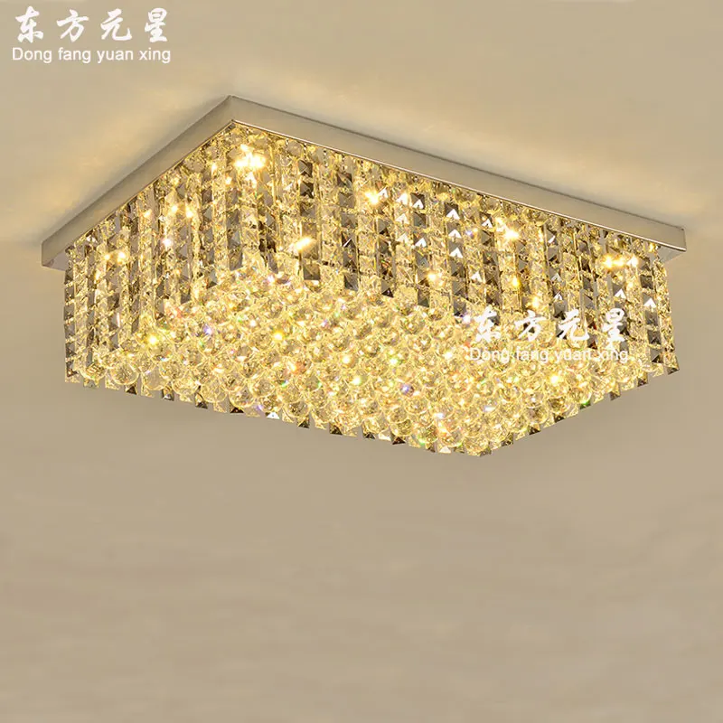

LED crystal ceiling lamp light modern rectangular surface mounted lighting living room lamp bedroom luxury lamps and lanterns