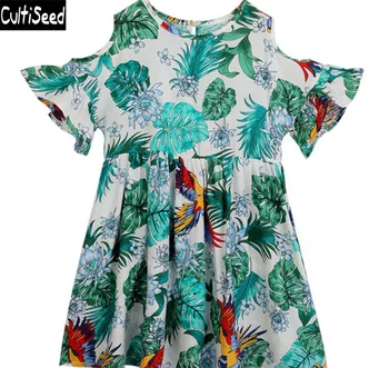 

Cultiseed 2020 Big Girls Summer Casual Dresses Kids Printing Holiday Beach Dresses Children Off the Shoulder Ruffles Dress