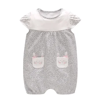 

Vlinder 2018 New Baby Girls Summer Short Rompers Newborn Pajamas Snug Short Sleeves Infant Cute Rabbit Flower Printing Jumpsuit