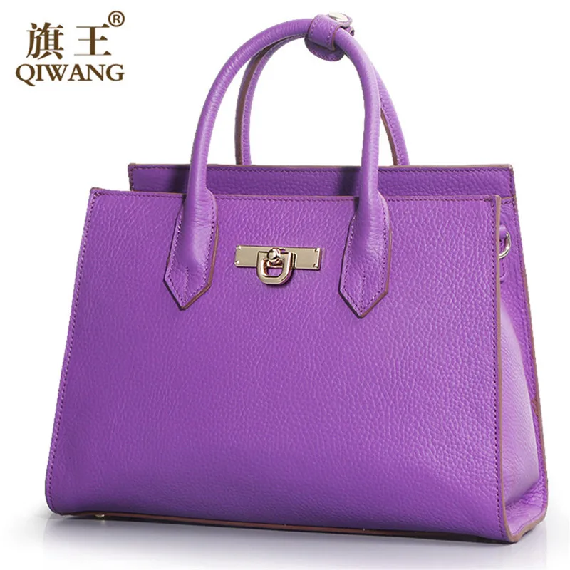 

Qiwang Purple O Box Women Bag Luxury Brand Leather Bag Fashion Women Tote Handbag Genuine Leather Fashion Bolsa Feminina