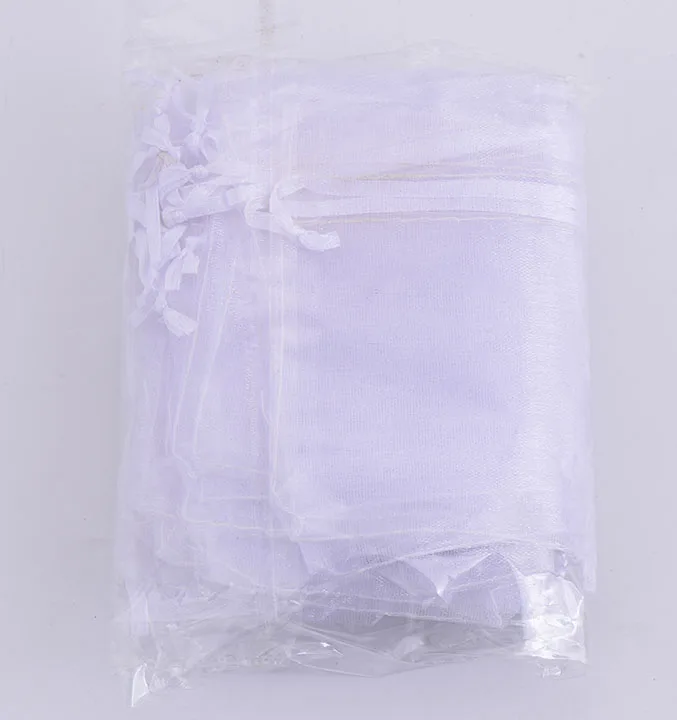 Случайные Смешанные цвета упаковки ювелирных изделий Organza Сумки Из Органзы 7x9 см, свадебные подарочные сумки и мешки, 50 шт./партия - Цвет: white