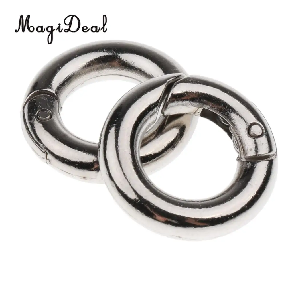 MagiDeal 10 Pieces Round Push Gate Snap Open Hook Spring Ring Key Chain Carabiner