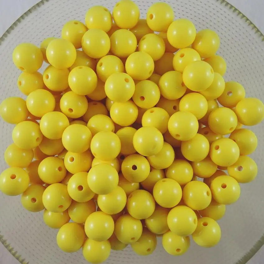 Желтый оптом акриловый твердый DIY пластиковые круглые бусины Spacer Ювелирные Аксессуары Для Bubblegum ожерелье 6.8.10.12.14mm YK-12