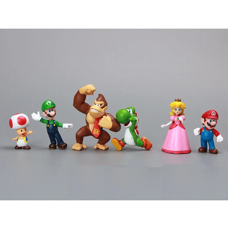 6 шт./компл. аниме Super Mario Bros жаба Дейзи Йоши Марио ПВХ фигурку Модель коллекционные