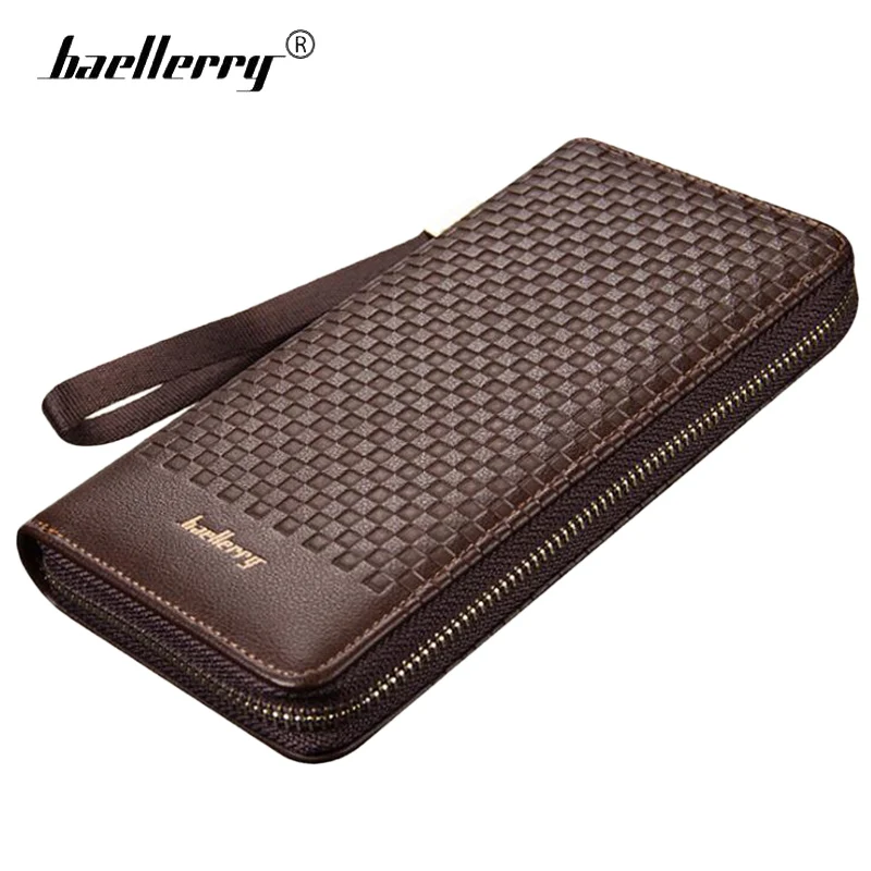 

New Wallet Men Long Purse Men's Clutch Bag Wristlet Zipper Designer Brand Male Purse Men's Wallet Long Leather Money Bag for Man