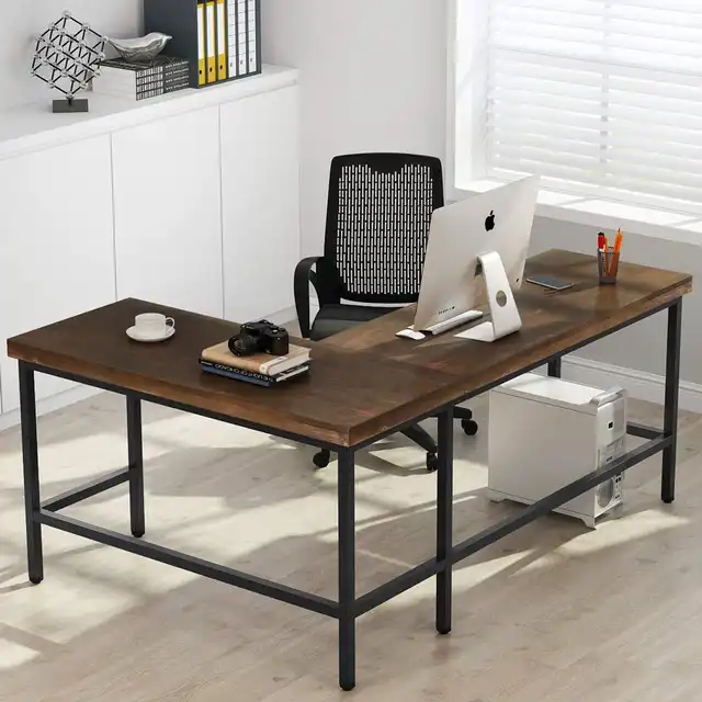 Vintage L Shaped Desk Solid Wood Corner Computer Pc Laptop Solid Wood Corner Computer Desk