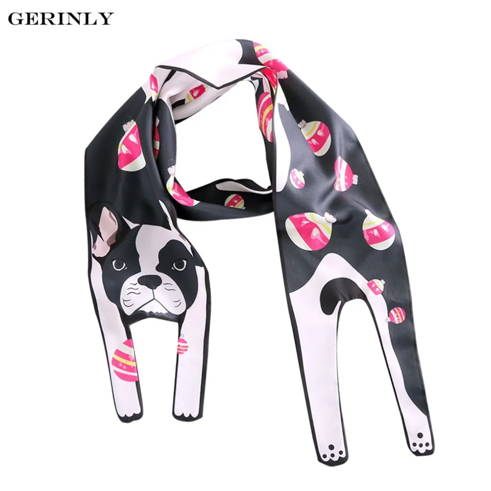 

GERINLY Lovely Animal Small Scarf Fashion Handbag Handle Ribbons Long Scarves Luxury Brand Printed Skinny Scarf for Women Ladies