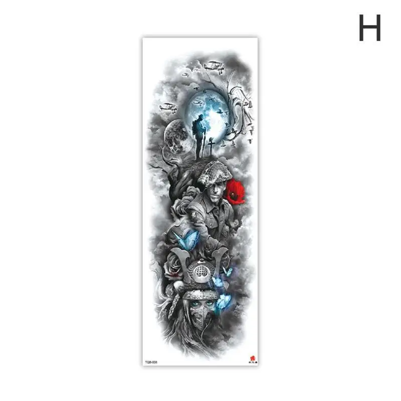 Водонепроницаемая татуировка на руку наклейка Готический Ангел череп татуировка в форме цветка наклейка временная краска для тела переводная вода поддельные тату рукав - Цвет: H
