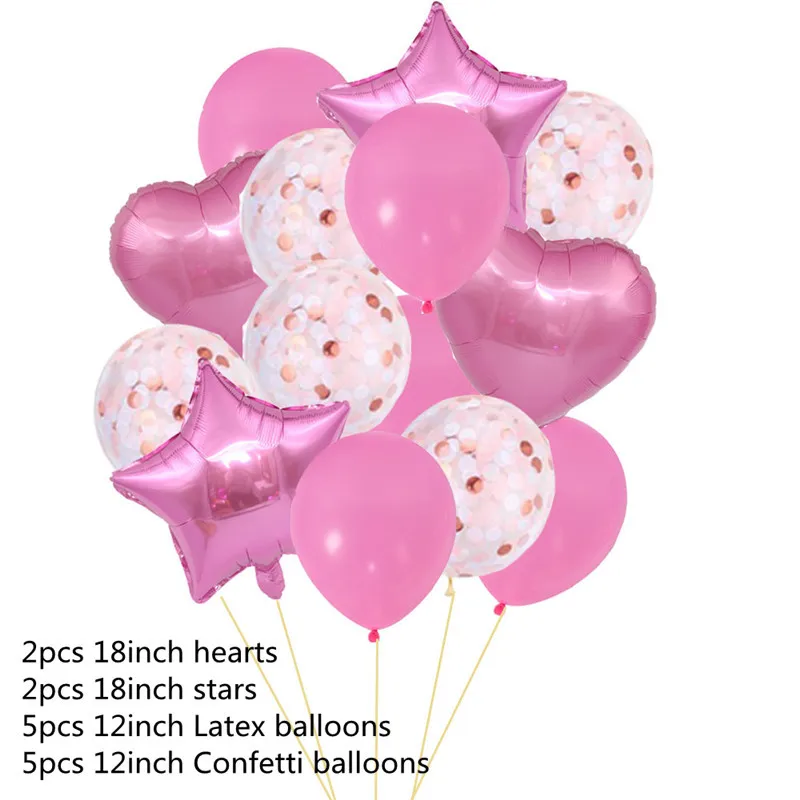 Новые продукты 16 дюймов с днем День рождения украшения дети воздушный шар с гелием Baby Shower первый для девочек и мальчиков 12 дюймов конфетти воздушные шары - Цвет: Balloon-14Pcs-Pink
