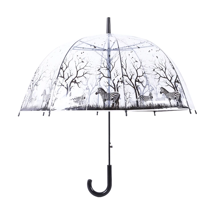 Liberainy красивый прозрачный зонт, с длинной ручкой зонтик в Японии, Корейская девушка в Черный и белый цвета, свежий и простой, прин