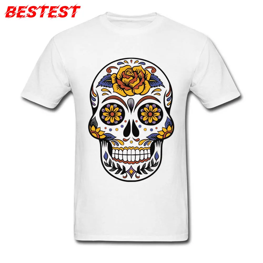 Funny T-Shirt Latest Crewneck Mexico skull 2028286_960_720 Pure Cotton Student Tops Shirt Normal Short Sleeve Tee-Shirts Mexico skull 2028286_960_720 white
