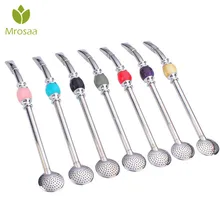 Mrosaa из нержавеющей стали, многоразовый фильтровальная ложка набор соломинок с чехлом Yerba mate tea Gourd соломинки для сока новое поступление