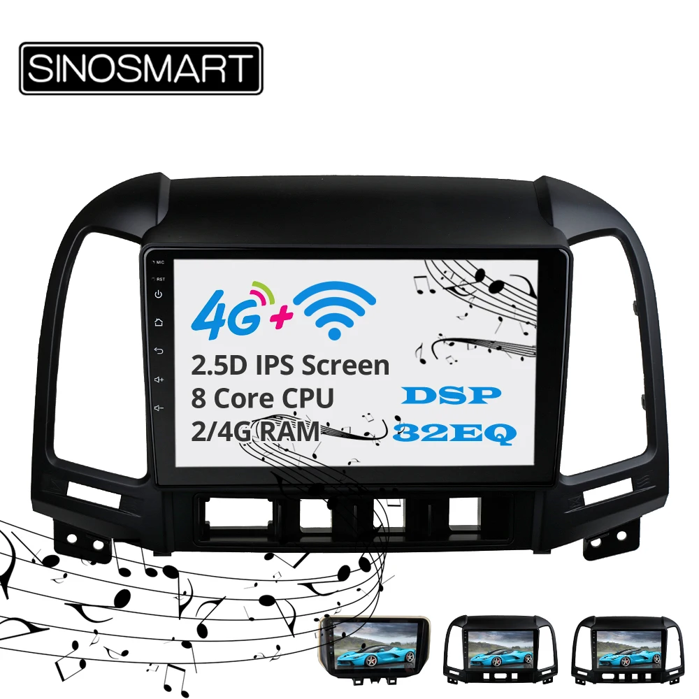 Perfect Sinosmart  Android 8.1 2Din IPS/QLED 2.5D screen car gps radio navigation player for Hyundai santa Fe 2006-2019 16