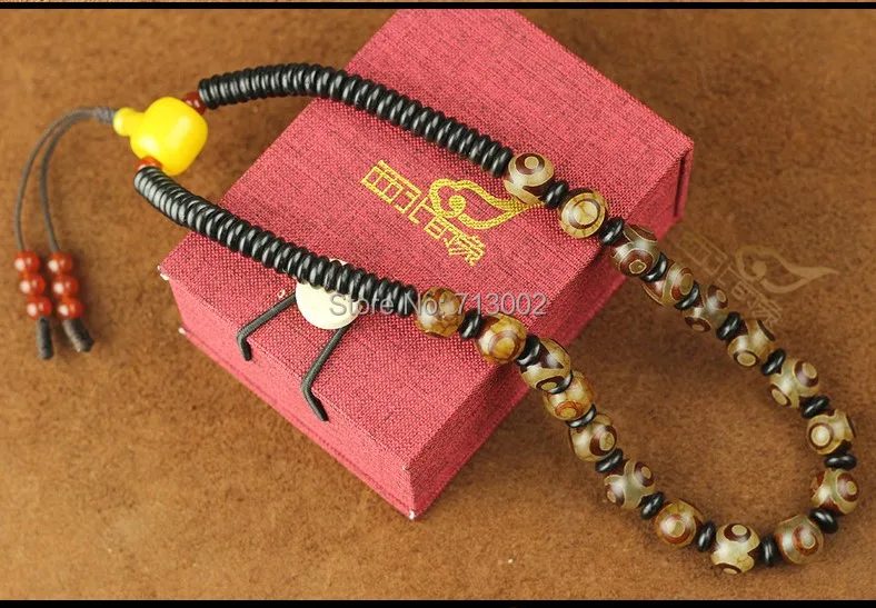 

Magical Tibetan Buddhism Old 3*Eyes Dzi Apotropaion Red Agate Bead bracelet coconut shell Bangle