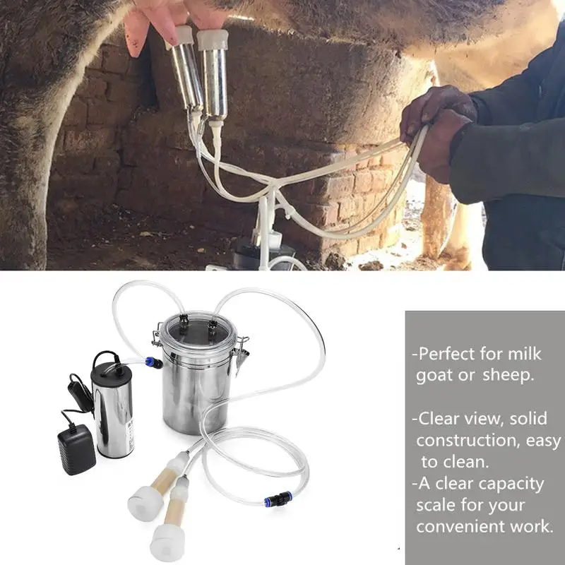 2L двойной головкой Портативный Электрический доильный аппарат фермы HSS молоко вакуумный насос ведро доя овец коз корова ЕС/США/AU разъем 110 V-220 V