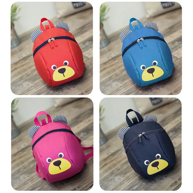  Children Backpack Anti-lost Canvas Bag Cartoon Animal Bear Pattern Kindergarten Baby School Bags Ou - 32949196712