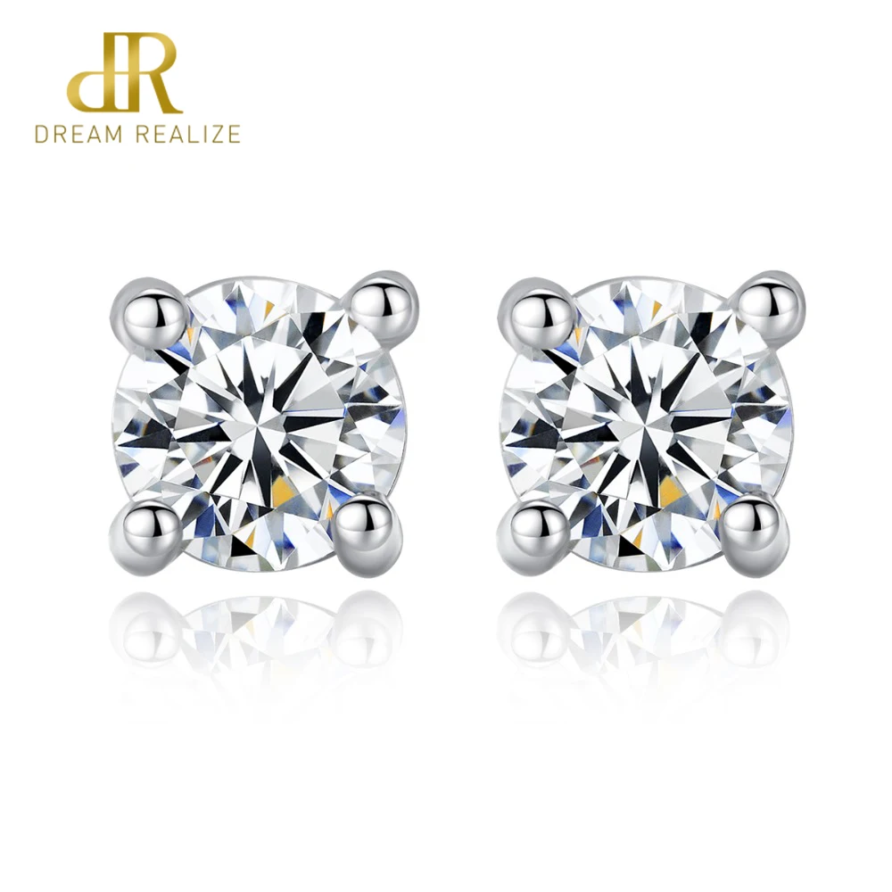 

DR 925 Sterling Silver Zircon Earrings for Women Classic Romance Daily Wear Office Lady Delicate Stud Earring Female Jewelry