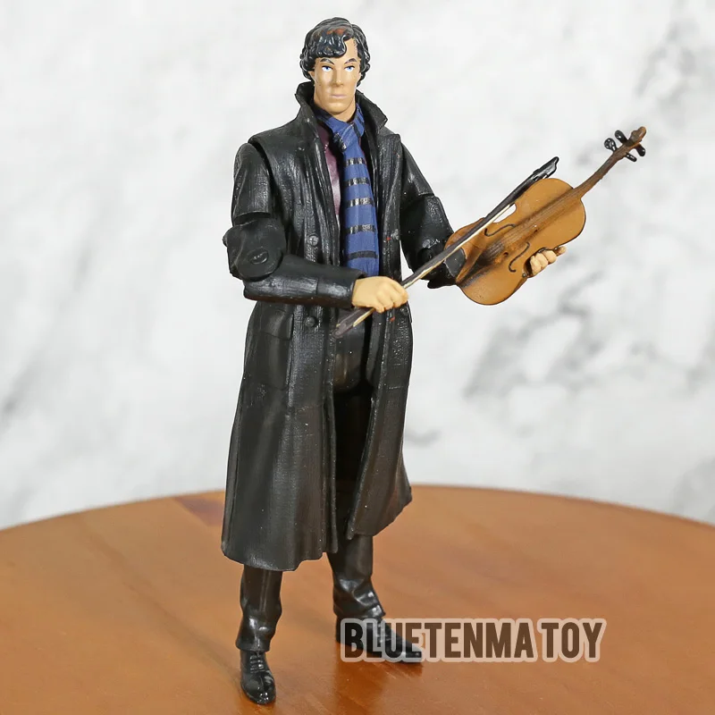 

Sherlock Action Figure Detetive Sherlock Holmes with Phone Violin Skull Poseable Arms PVC Collectible Model Toy