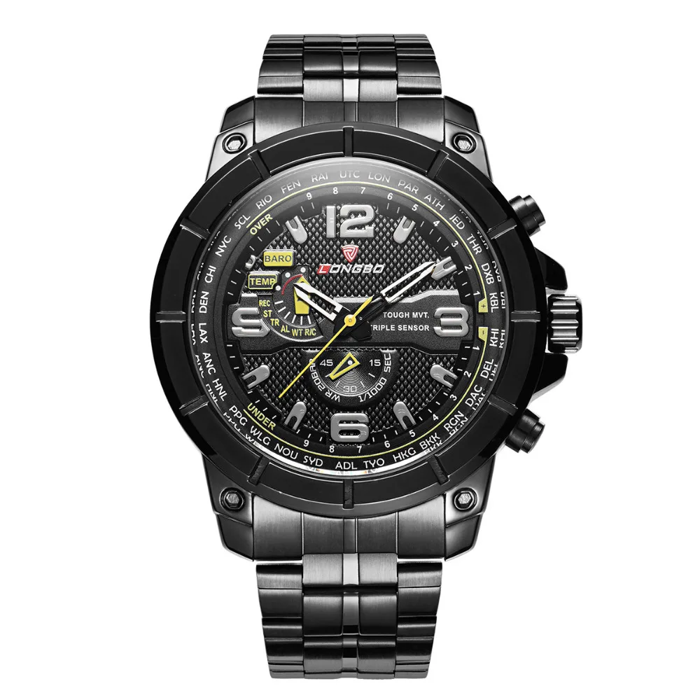 

TOP Brand LONGBO Quartz Watch Luxury Steel Men Watch Fashion Sports Wristwatch Clock Water proof relogio masculino watches 80296