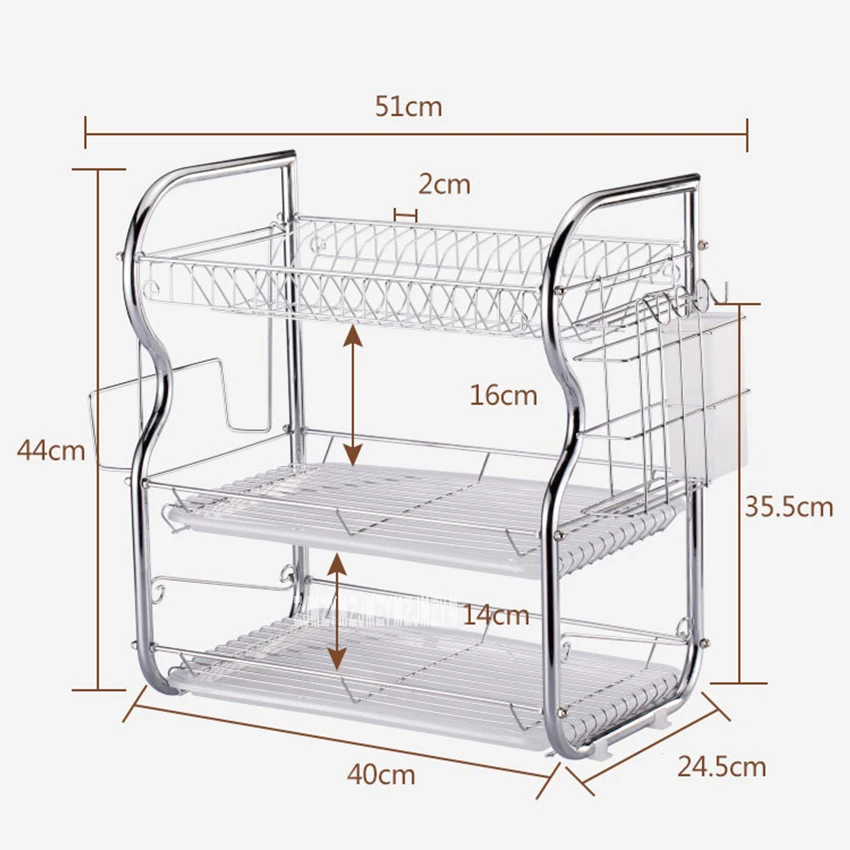 Новая бытовая сушилка для посуды, набор, три слоя, стеллаж для хранения, кухонная полка, тарелка, посуда, столовые приборы, подставка для чашки с лотком, сушилка для чаши