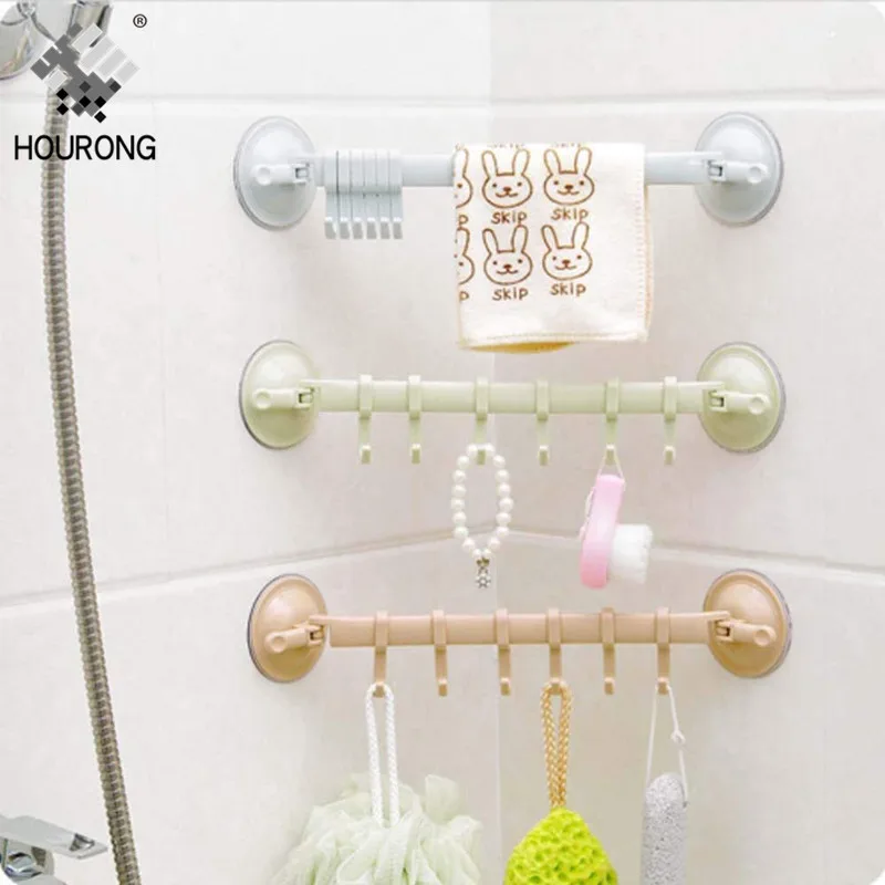 

Wall Mounted Suction Cup Hook Rack Bathroom Bath Ball Towels Racks Kitchen Hanging Shelves Holders Bathroom Hooks Organizer