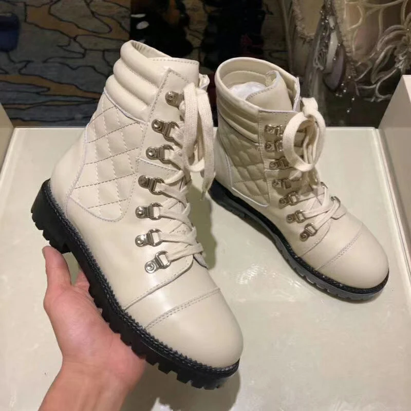 

2019 Brand Leather Women Boots Front Lace Up Women Shoes Low Heel Mid-calf Boots Autumn Winter Boots Office Party Shoes Woman