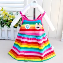 2016 summer baby clothes full cotton camisole girl rainbow skirt dress hello kitty bebek giyim next minnie kids