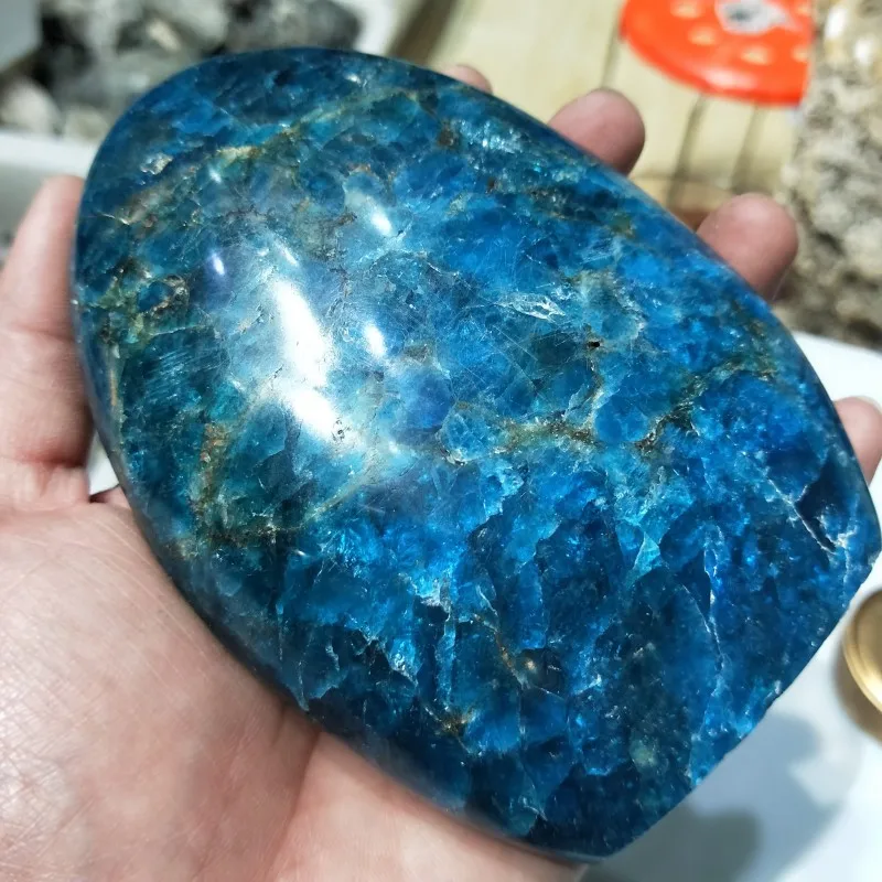 about 800g 400 г-1000 г натуральный кристаллический камень Синий Апатит камень сырье украшение из драгоценного камня полированный кварц ручная работа украшения дома Исцеление - Цвет: about 800g