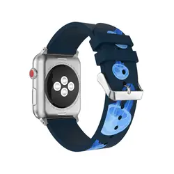 Спортивные силиконовые полосы для Apple Watch 42 мм 38 мм группа iwatch ремешок 3/2/1 ремешок Резиновая браслет наручный ремень с металлической пряжкой