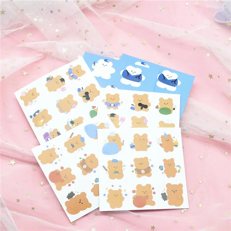 Kawaii Soft Bear Stickers Kids DIY Scrapbooking Stickers Mobile Phone Decorative Sticker School Supplies Escolar Papeleria