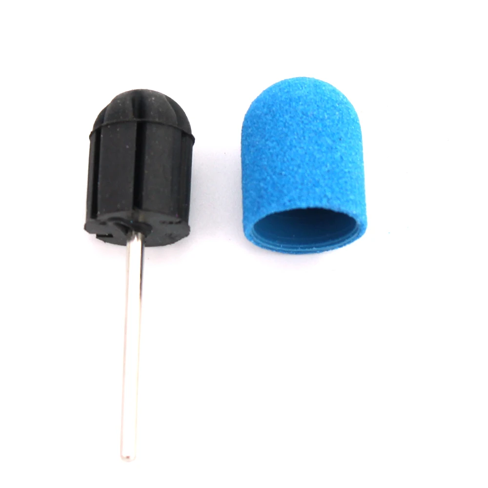 20pcs Blue Plastic Sanding Caps 16*25mm Pedicure Care Milling Cutter for Manicure Machine File Cuticle Clean Accessory Tools 3