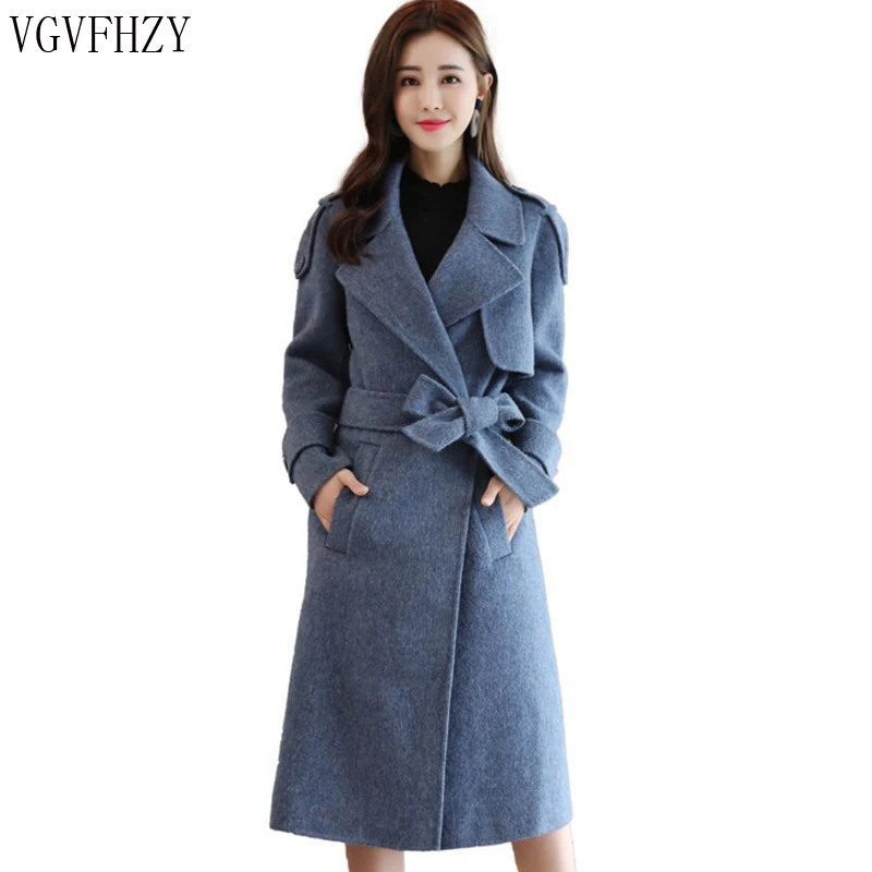 

2018 Boutique women alpaca cashmere coat long-sleeved autumn winter new woolen jacket female fashion casual large-size coat