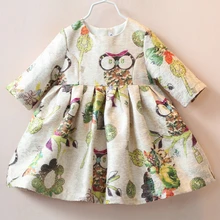 Малышей Платье для девочек новинка, детская одежда, детские платья для девочек От 2 до 6 лет Детская одежда для девочек с изображением совы принцессы праздничное платье