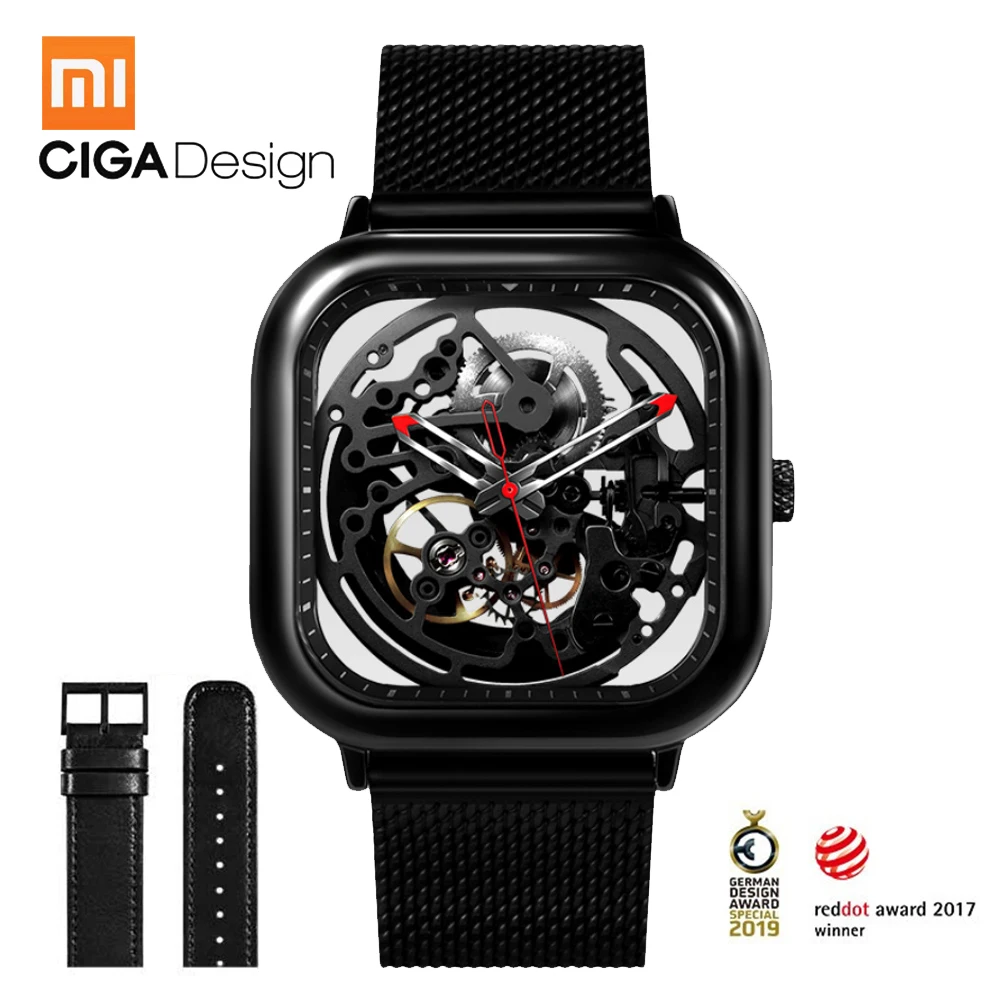 

Xiaomi Mijia CIGA Watch Hollowed-out Mechanical Wristwatch Watch Reddot Winner Stainless Fashion Luxury Watches with Strap Gift