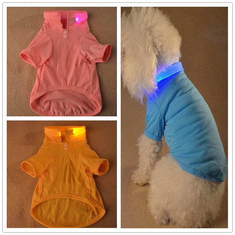 

F18 pet LED Light T-shirt summer clothes for dogs cute dog clothing for small medium pet dog clothes